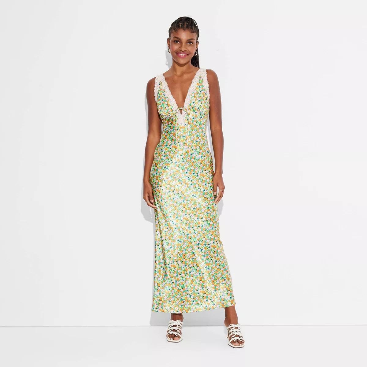 Women's Satin Lace Trim Midi Slip Dress - Wild Fable™ | Target