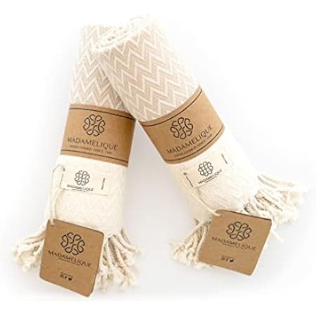 (Set of 2) DEMMEX Certified 100% Organic Cotton & Organic Dye Prewashed Diamond Weave Turkish Hand F | Amazon (US)