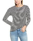 French Connection Women's Tim Stripe Top, Black/Teal, L | Amazon (US)