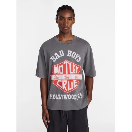 Motley Crue  Men s & Men s and Tall Mineral Wash Boxy Graphic Tee  Sizes XS–5XB & MT-4XLT | Walmart (US)