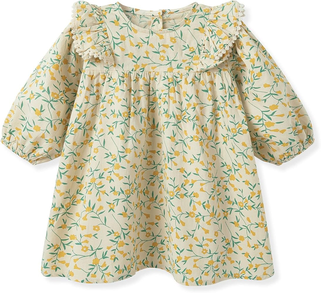 pureborn Baby Toddler Girl Dress Short and Long Sleeve Cotton Playwear Dresses 0-5T | Amazon (US)