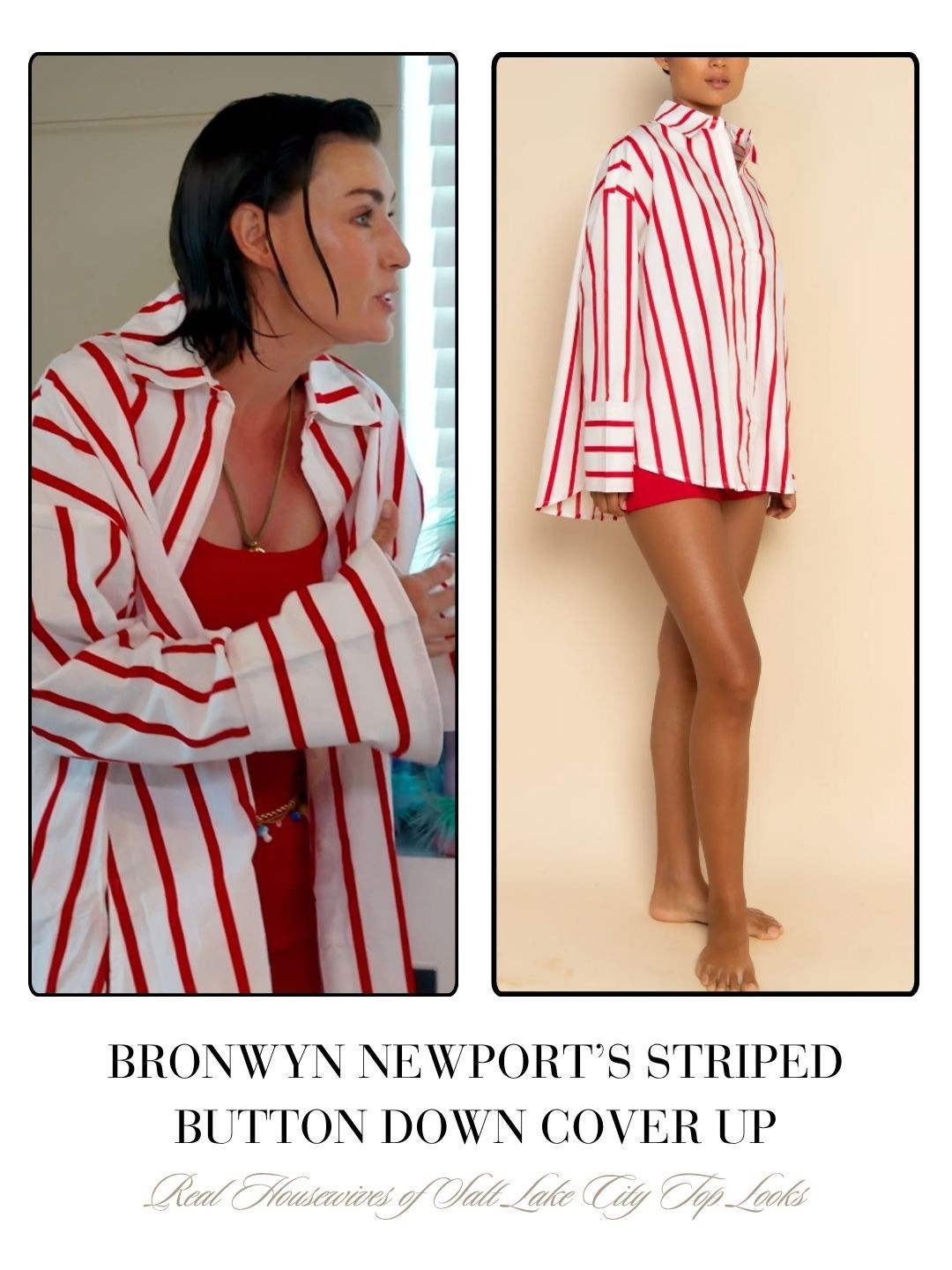 Bronwyn Newport’s Striped Button Down Cover Up Sold by ELCE Swim