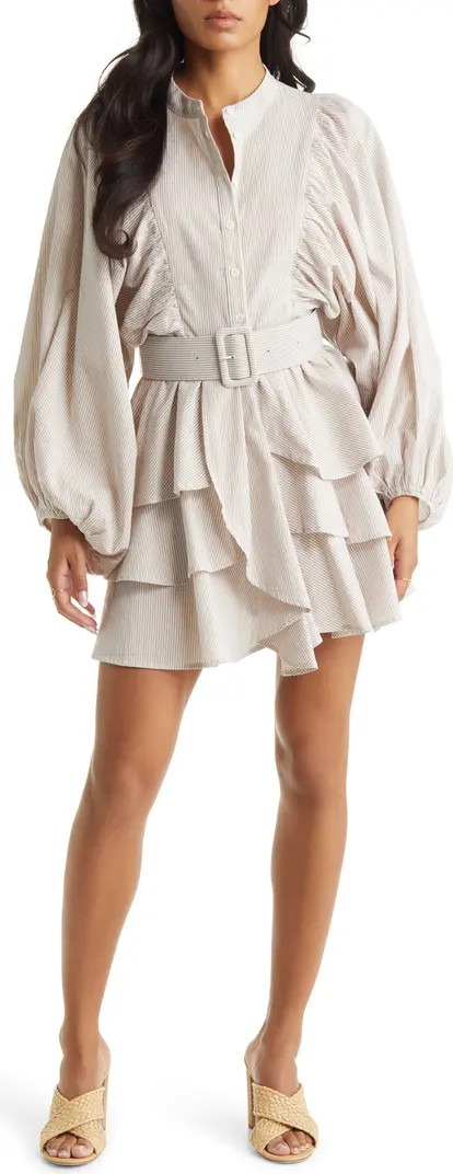 Belted Long Sleeve Ruffle Dress | Nordstrom