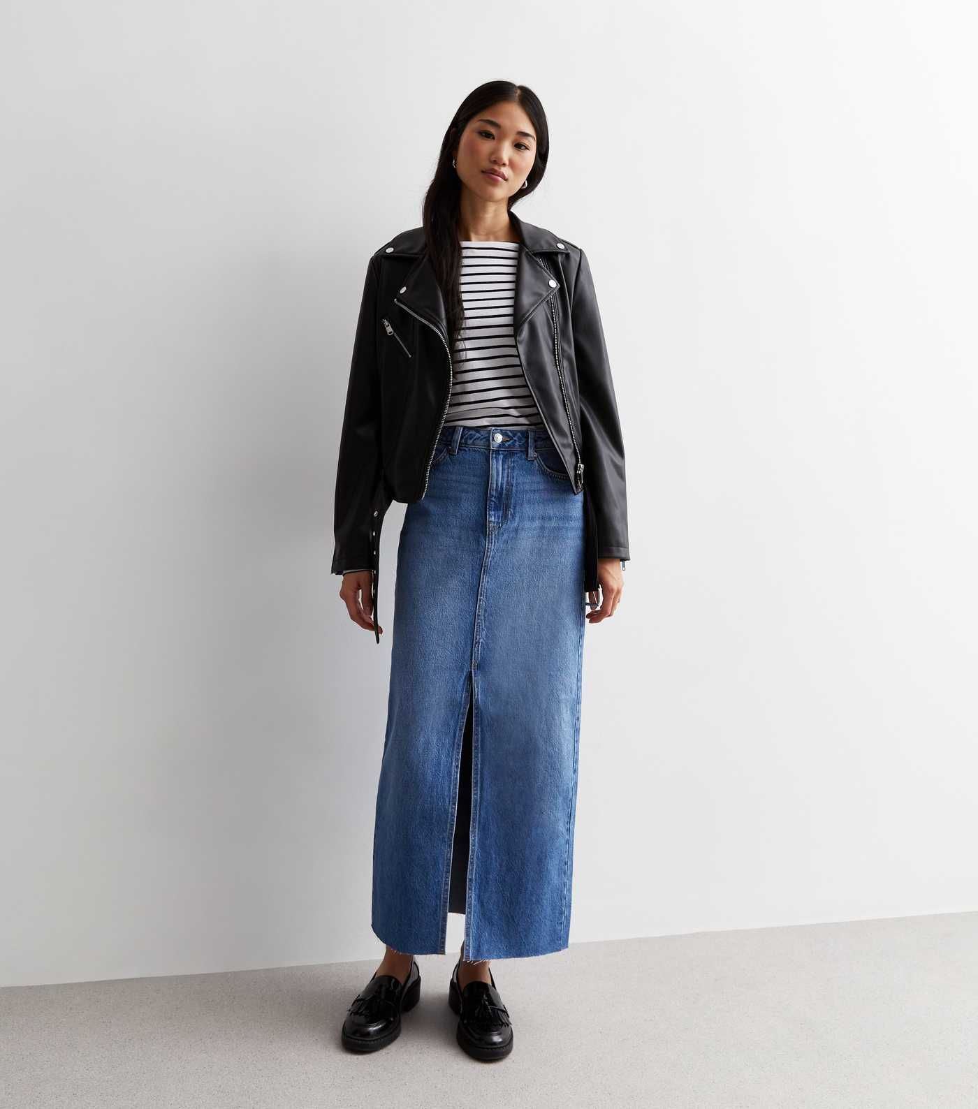 Blue Denim Split Front Maxi Skirt | New Look | New Look (UK)