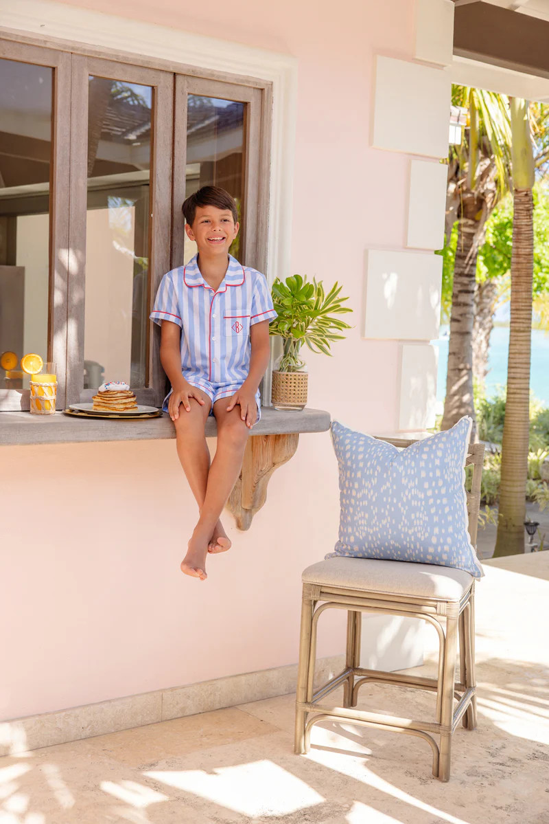 Short Sleeve Lock's Short Set - Caicos Cabana Stripe (Beale Street Blu | The Beaufort Bonnet Company