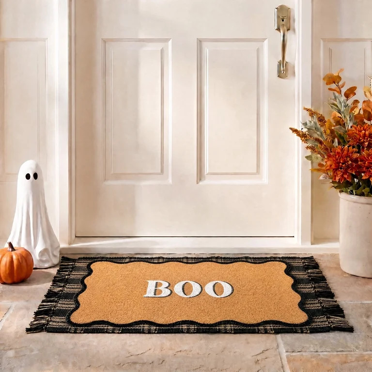 My Texas House Halloween Black Plaid Indoor/Outdoor Layering Rug, 24" x 38" | Walmart (US)