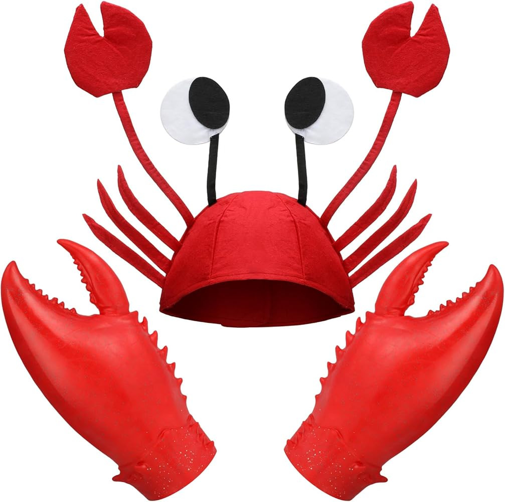 Newcotte 2 Pcs Halloween Crab Costume Props Set Funny Crab Hat Latex Giant Crab Claws Gloves for ... | Amazon (US)