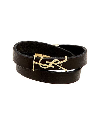 Saint Laurent Opyum Double Wrap Leather Bracelet | Gilt