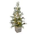 Gerson The Gerson Company 26"" Flocked Pine Tree in Wooden Box with LED Lights | HSN