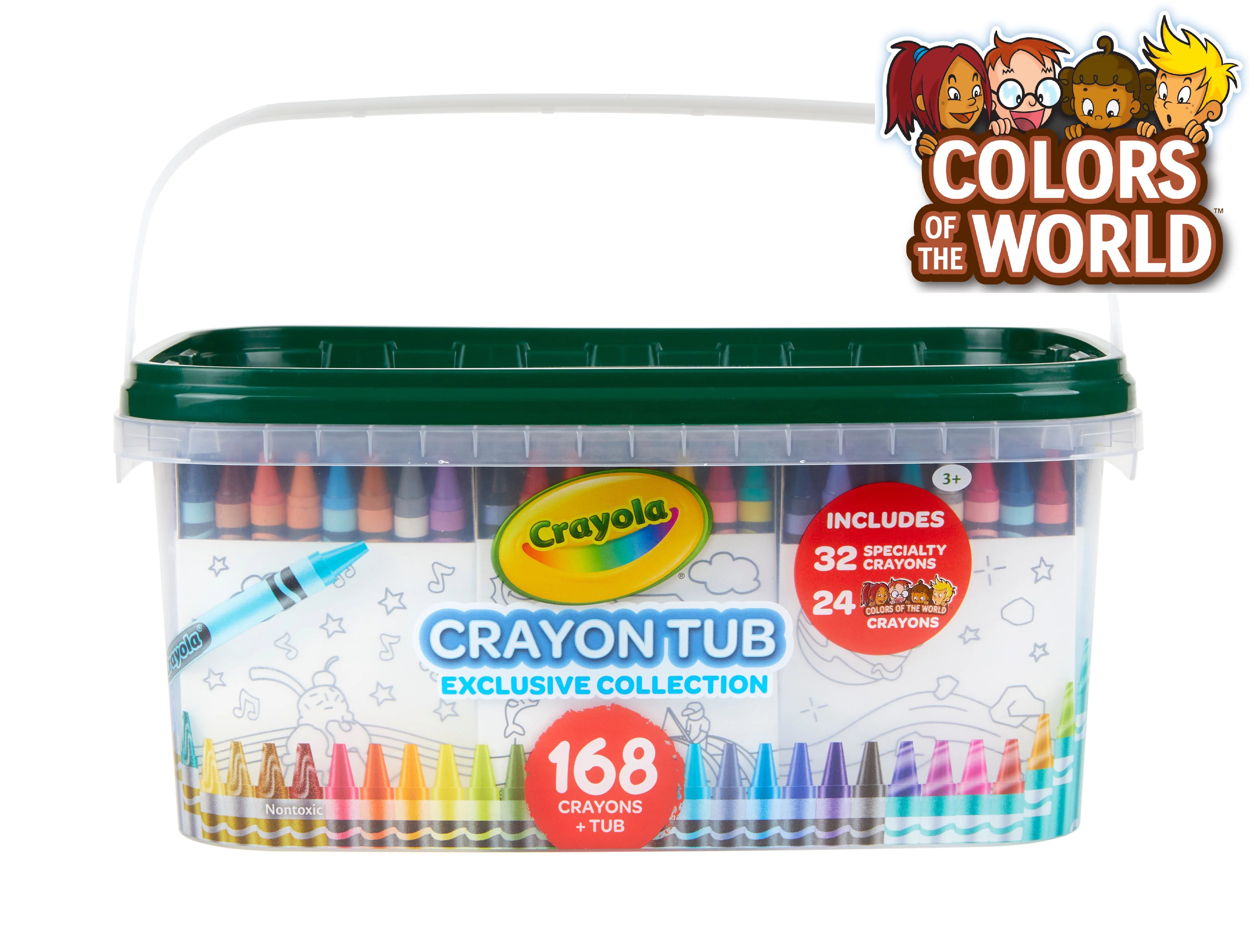 Crayola Crayon and Storage Tub, 168 Crayons, Featuring Colors of the World Crayon Colors - Walmar... | Walmart (US)