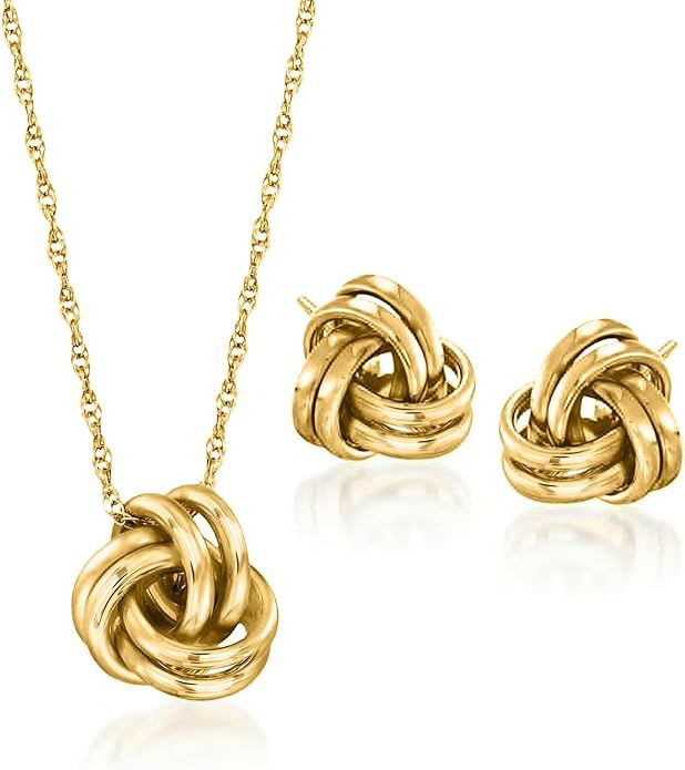 Ross-Simons 14kt Yellow Gold Love Knot Jewelry Set: Necklace and Earrings. 18 inches | Amazon (US)