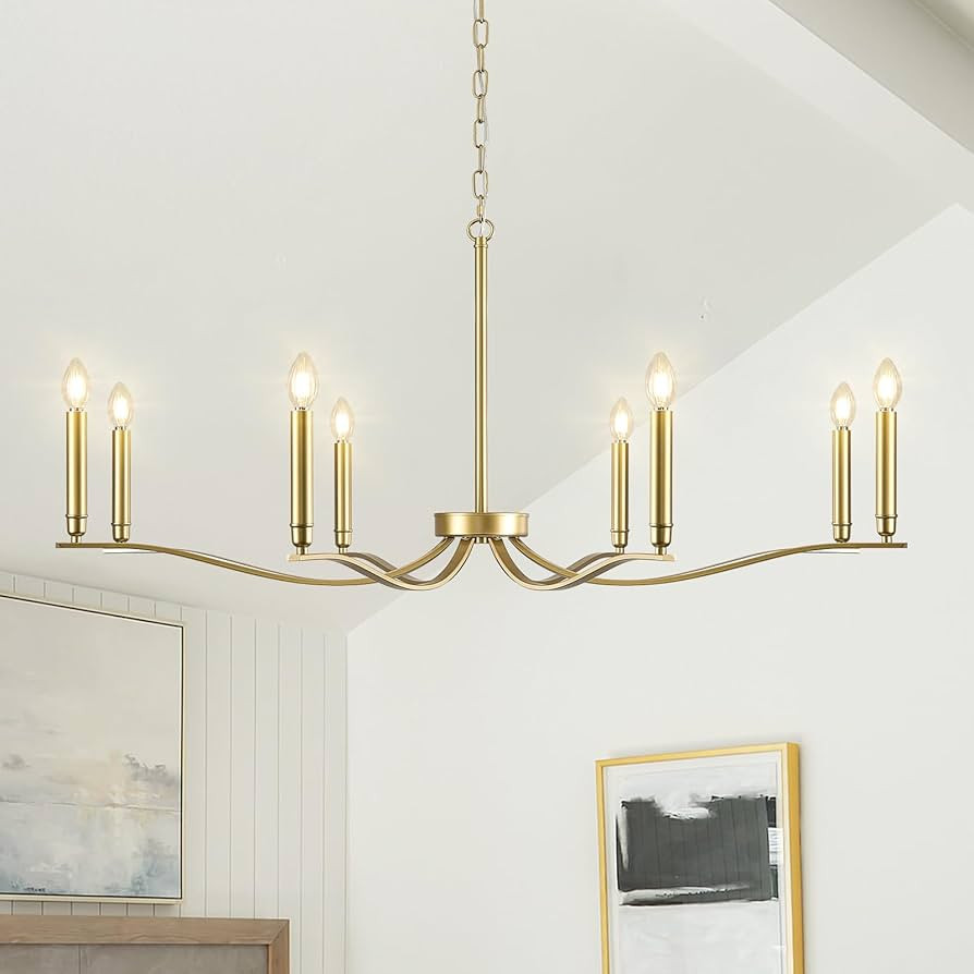 Gold Chandelier, 8 Light Chandelier Dining Room Light Fixture Over Table Modern Candle Chandelier... | Amazon (US)