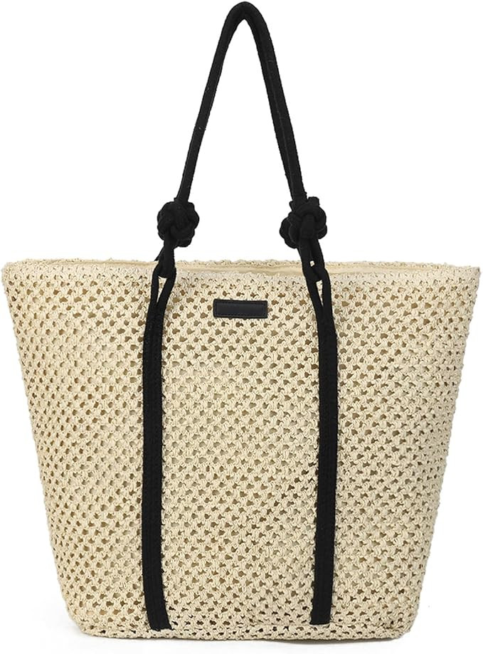 Gladdon Straw Tote Bag Beach Accessories for Women Vacation Woven Large Shoulder Purses | Amazon (US)