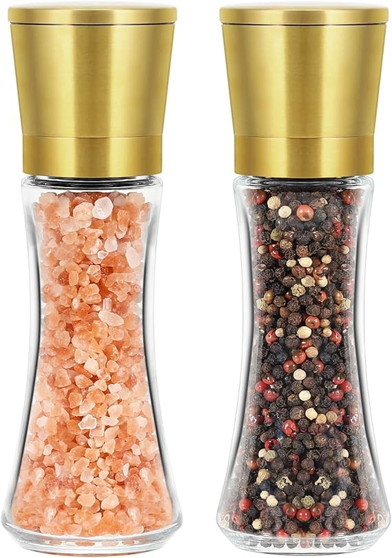 VEVOK CHEF Gold Salt and Pepper Grinder Mill Set Stainless Steel Pepper Shaker Adjustable Ceramic... | Amazon (US)