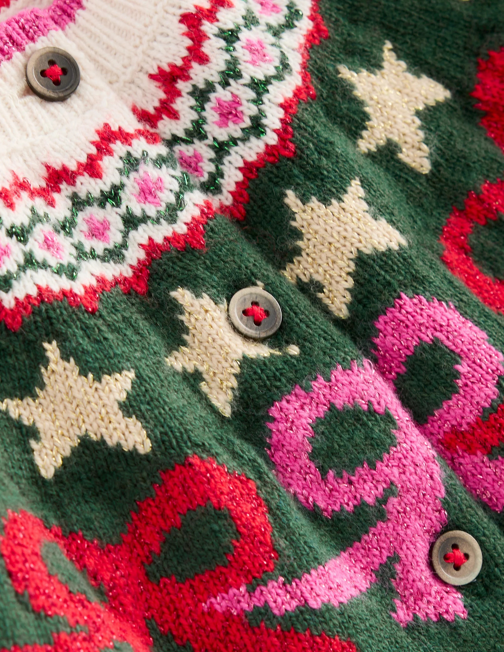 Edie Fair Isle Cardigan-Emerald Night Bows | Boden (US)