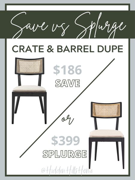 Dining chairs, dining chair dupe, home decor dupe, crate and barrel dining chair dupes, cane dining chairs, dining room decor, dining chairs on sale #diningroom #homedecor #chairs

#LTKhome #LTKFind #LTKsalealert