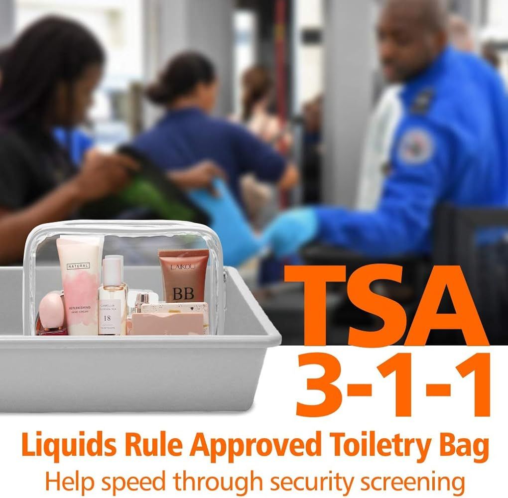 PACKISM TSA Approved Toiletry Bag - Clear Makeup Bag Waterproof Quart Size Bag, Travel Makeup Cos... | Amazon (US)