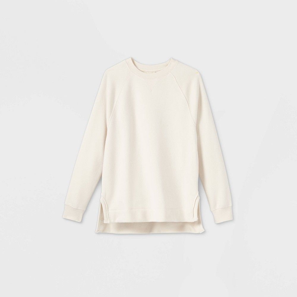Women's Fleece Tunic Sweatshirt - Universal Thread Cream XS, Ivory | Target
