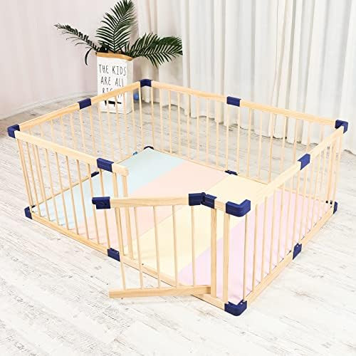 Wooden Baby Playpen Fence Play Pen Play Yard Gate , Kids Baby Play Area Fence with Door,Baby Safe... | Amazon (US)
