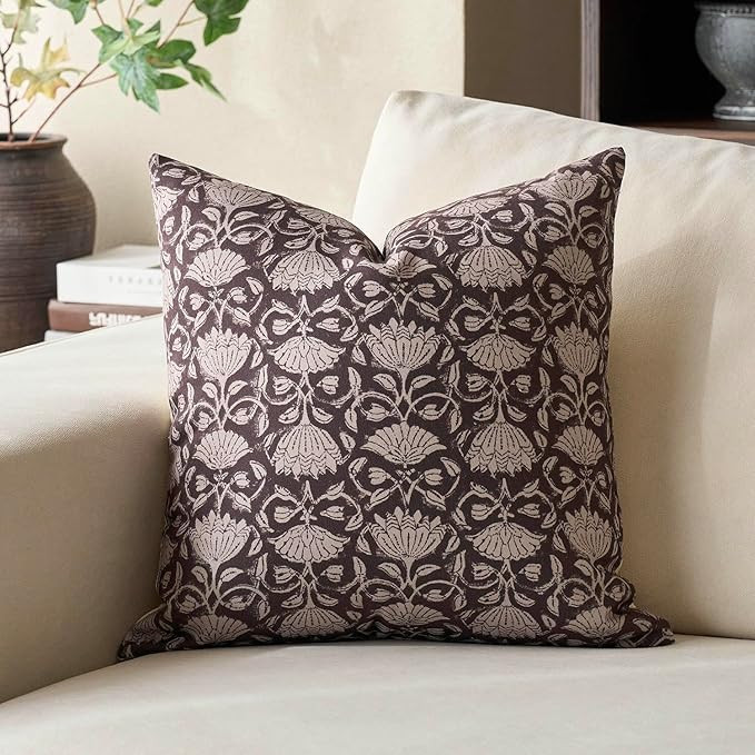 DOMVITUS Floral Pillow Covers 20x20 Decorative Throw Pillow Covers Floral Block Print Farmhouse V... | Amazon (US)