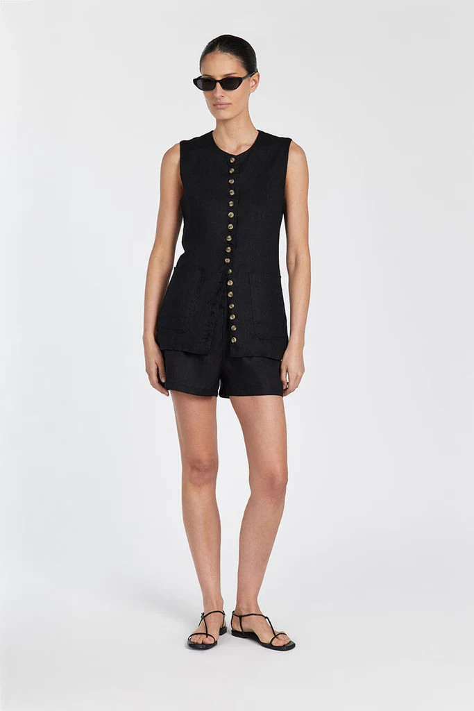 CORY BLACK LINEN SHORT | DISSH