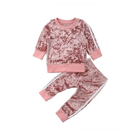 VIKING GLORY Kids Baby Boys Girls Velvet Pullover Tops Pants Tracksuit Pink | Walmart (US)