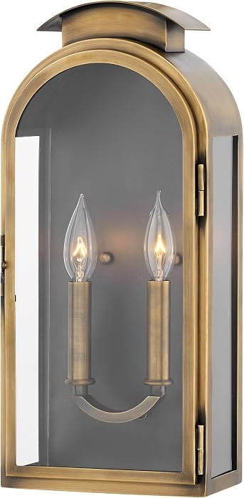Hinkley Rowley Outdoor Medium Wall Mount Lantern, Light Antique Brass | Amazon (US)