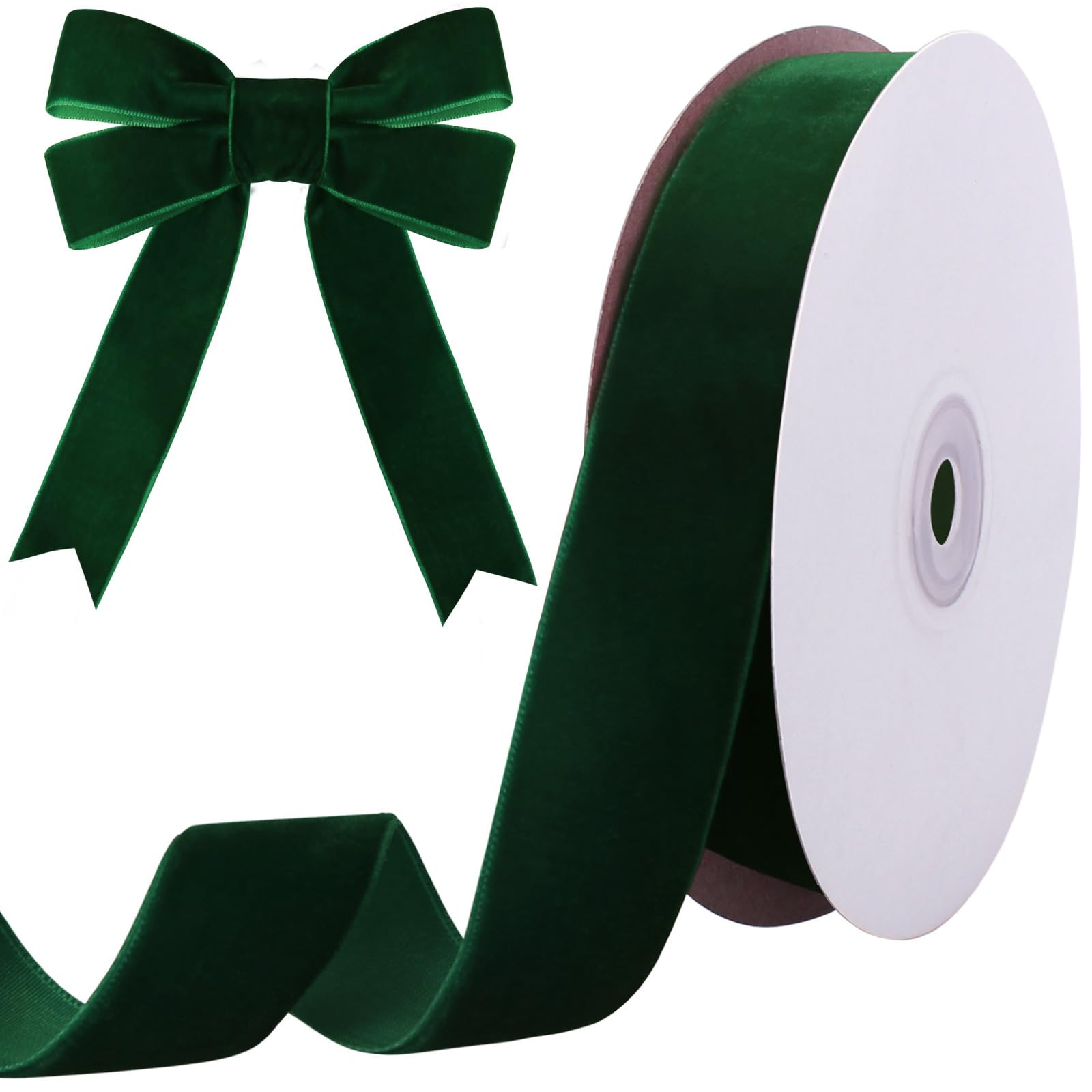 10 Yards Green Velvet Ribbon 1 Inch for Christmas Tree,Velvet Christmas Ribbon for Gift Wrapping ... | Amazon (US)