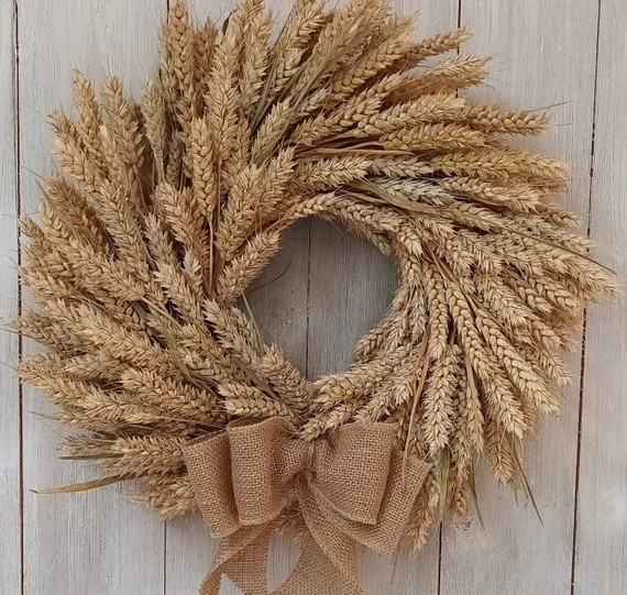 Wheat wreath natural rustic home decor | Etsy (UK)