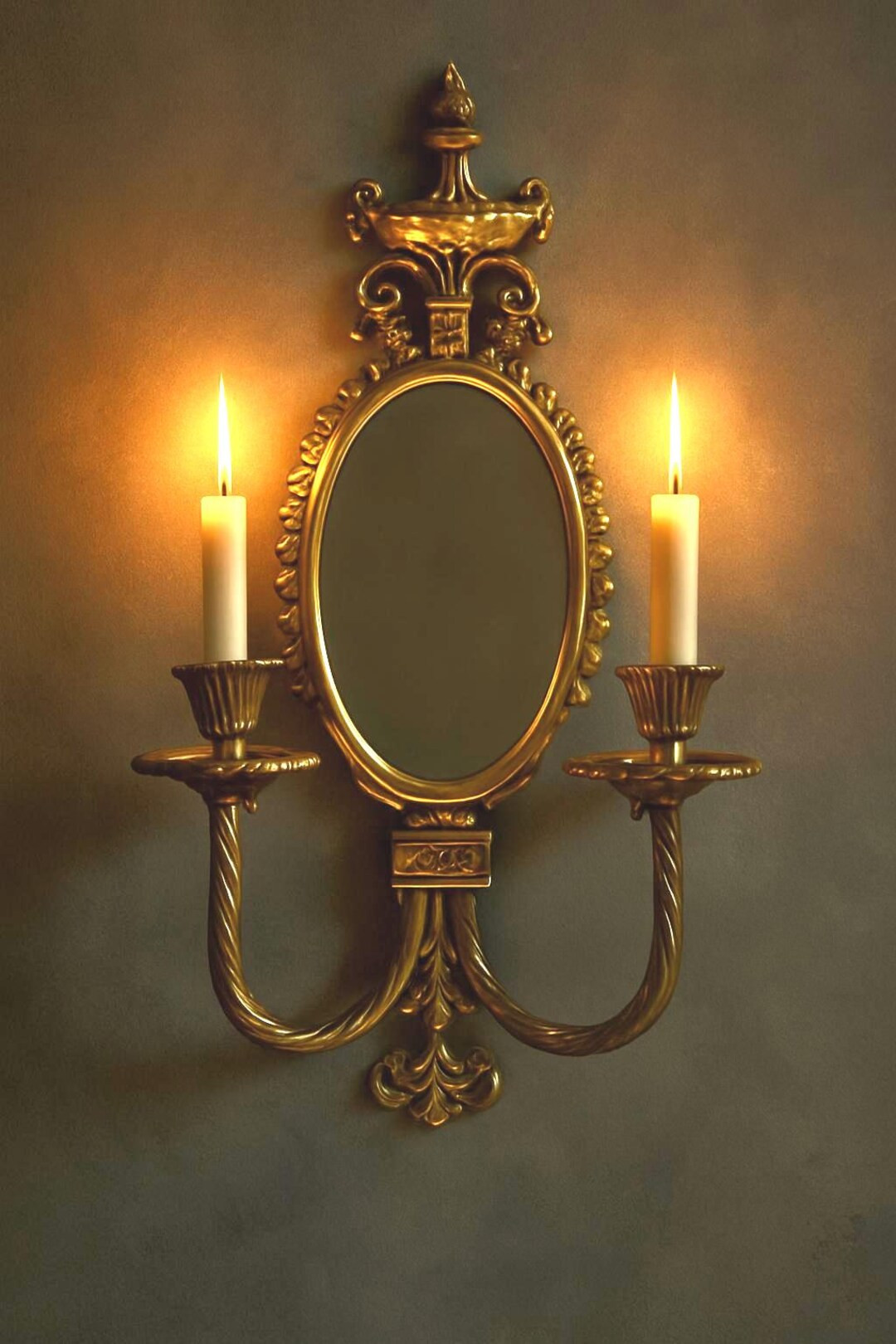 Vintage Brass Wall Mirror Sconce – Double Candle Holder – Ornate Rococo Neoclassical Wall Dec... | Etsy (US)