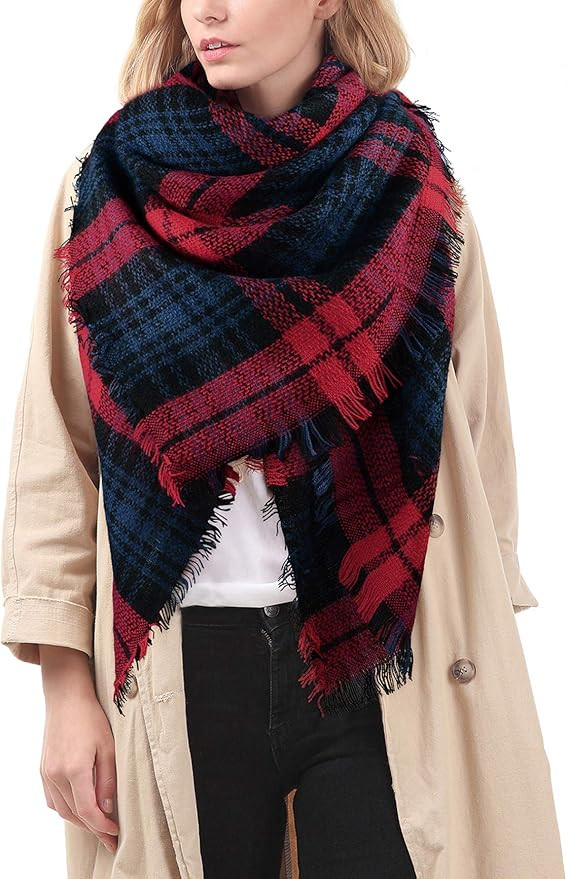 American Trends Womens Fall Winter Scarf Plaid Tassel Soft Warm Blanket Scarves Womens Shawl Wrap... | Amazon (US)