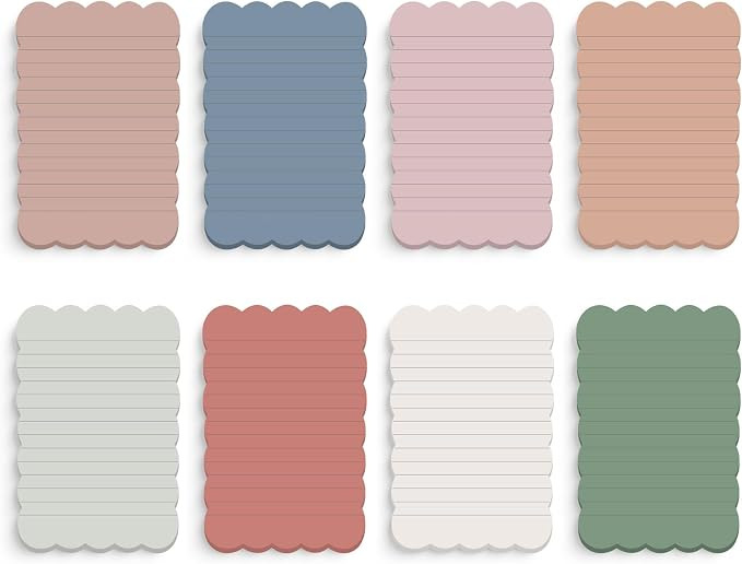 8 Pack Scalloped Sticky Notes Cute Adhesive Memo Pads Vintage Colors Aesthetic Lined Self Stick N... | Amazon (US)