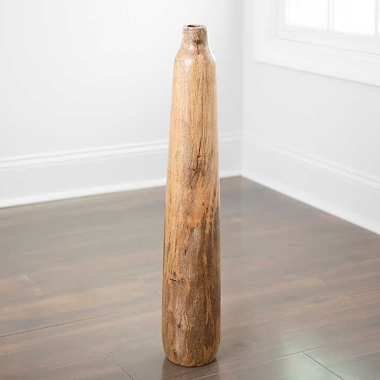New! Skinny Mango Wood Vase, 23 in. | Kirkland's Home