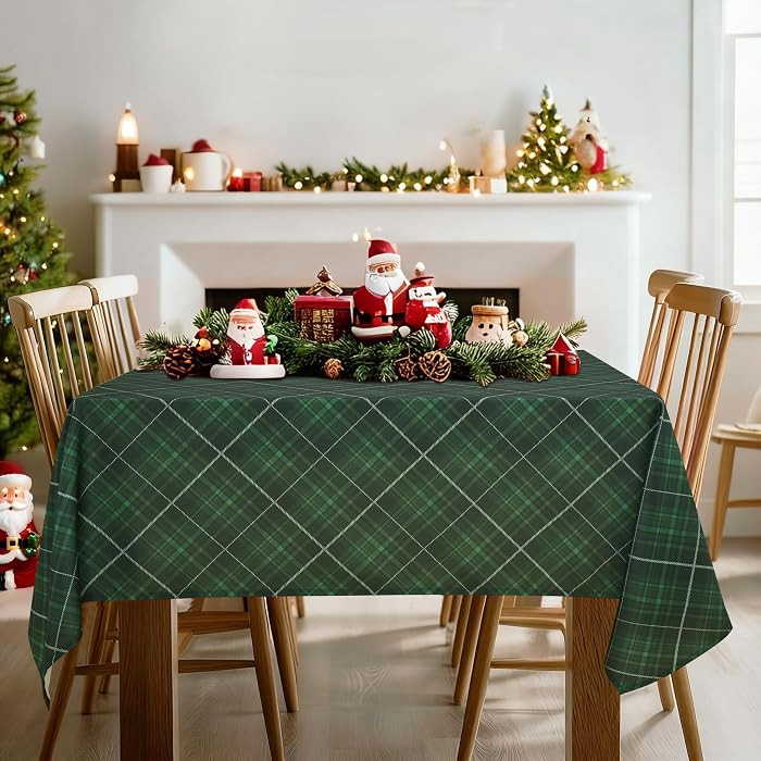 DWCN Checkered Tablecloth, 60 x 84 Inch, Rectangular, Christmas Green | Amazon (US)