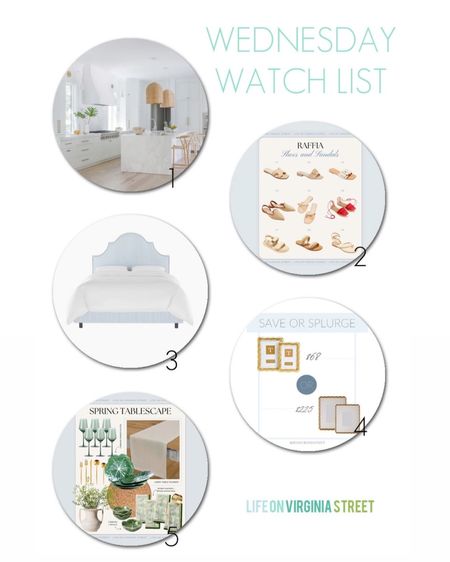 This week’s Wednesday Watch List includes raffia shoes and sandals, a blue and white striped bed, wavy gold picture frames, and spring tablescape ideas! Get all the details here: https://lifeonvirginiastreet.com/wednesday-watch-list-453/.
.
#ltkhome #ltkshoecrush #ltkfindsunder50 #ltkfindsunder100 #ltkseasonal #ltkstyletip #ltksalealert 

#LTKover40 #LTKsalealert #LTKSeasonal