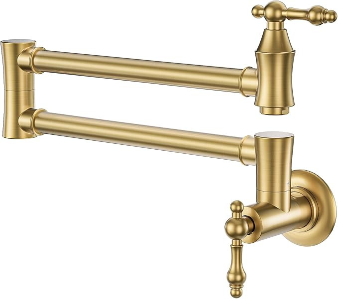 ARCORA Pot Filler Faucet, Traditional Brushed Gold Wall Mount Kitchen Faucet with Double Joint Sw... | Amazon (US)