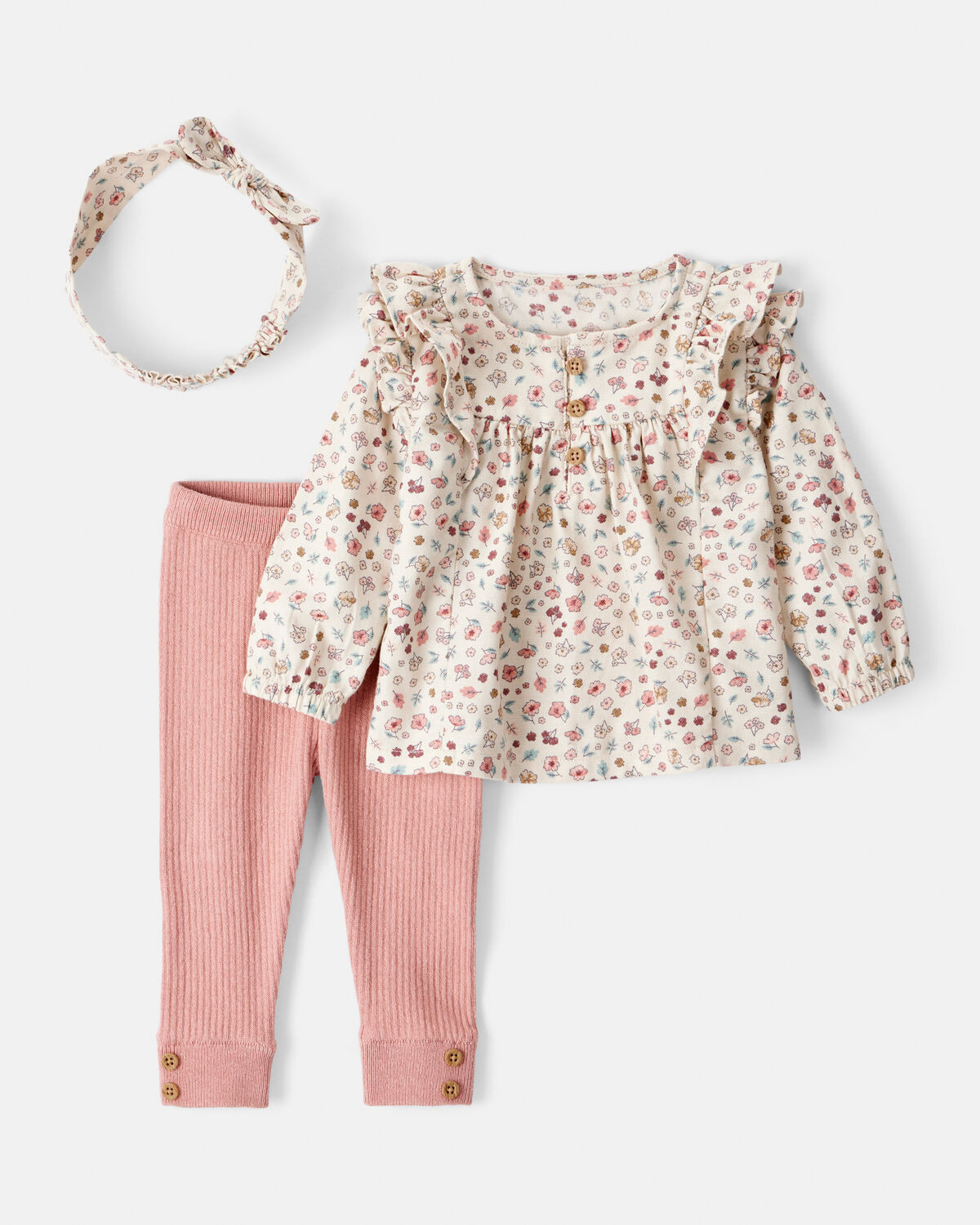 Baby Girl 3-Piece Cotton Tee & Pant Set - Pink - Carter's | Carter's | Carter's Inc