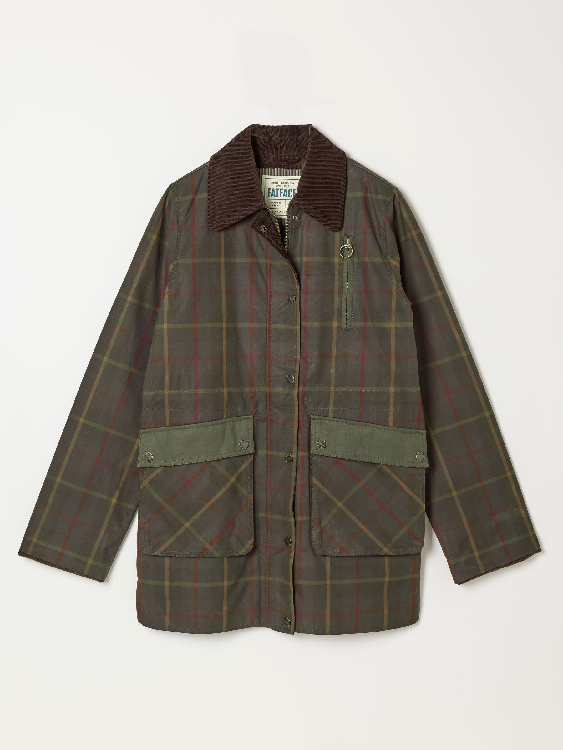 Kent Green Check Barn Jacket | Fat Face