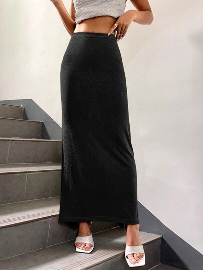 High Waist Solid Skirt
   SKU: sw2207133981973753      
          (754 Reviews)
            US$12... | SHEIN