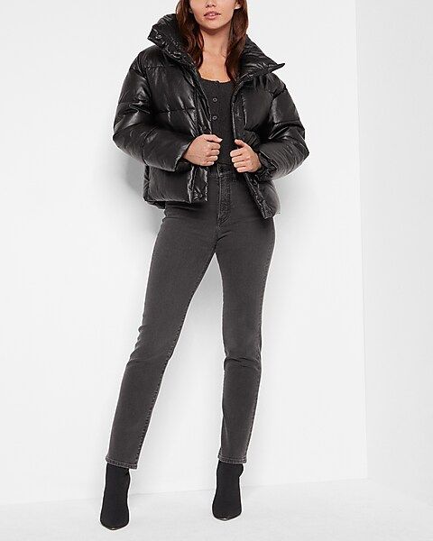 Faux Leather Puffer Jacket | Express
