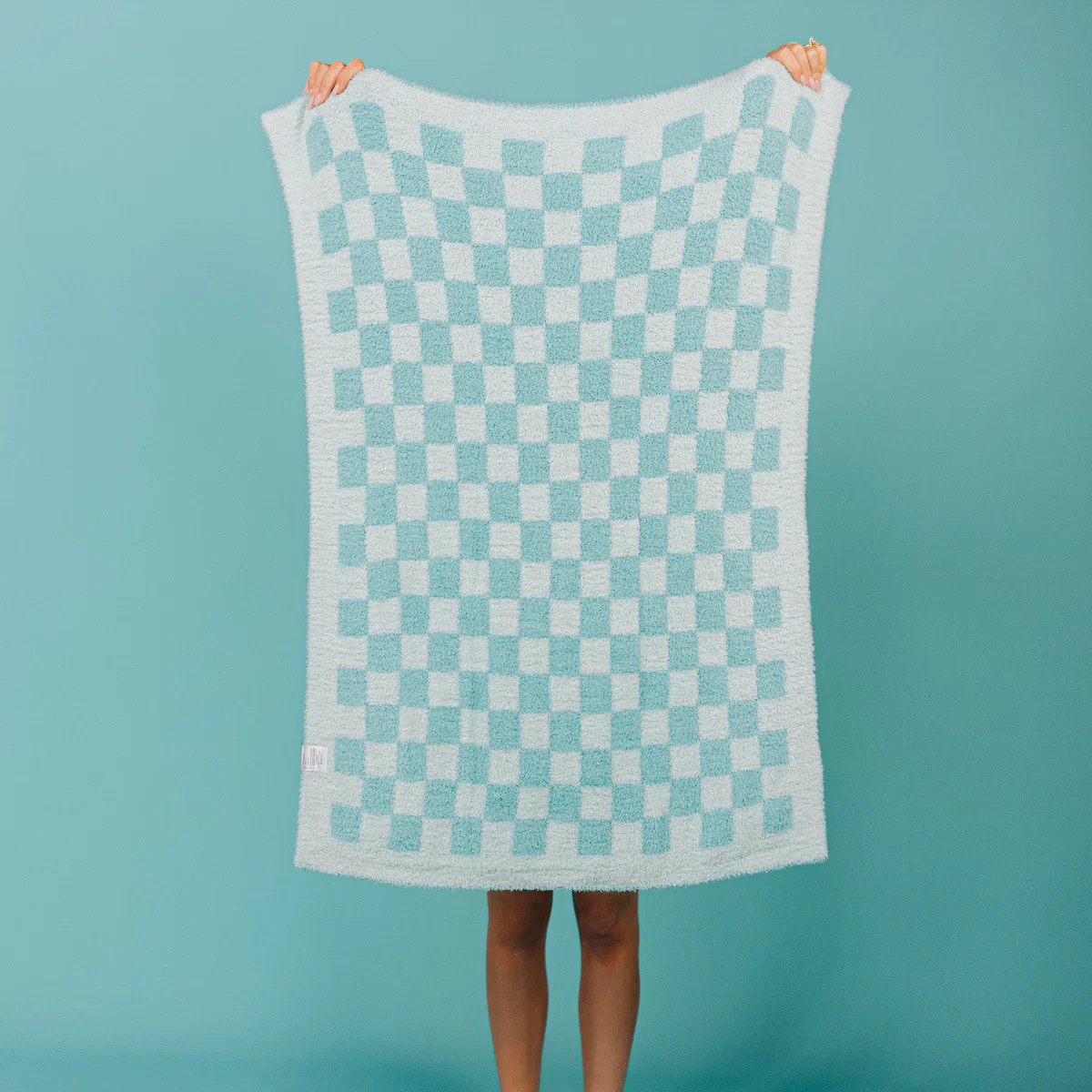 Teal Check Kid Blanket 30x40 | Soft Kids Travel Blanket | Staykation
