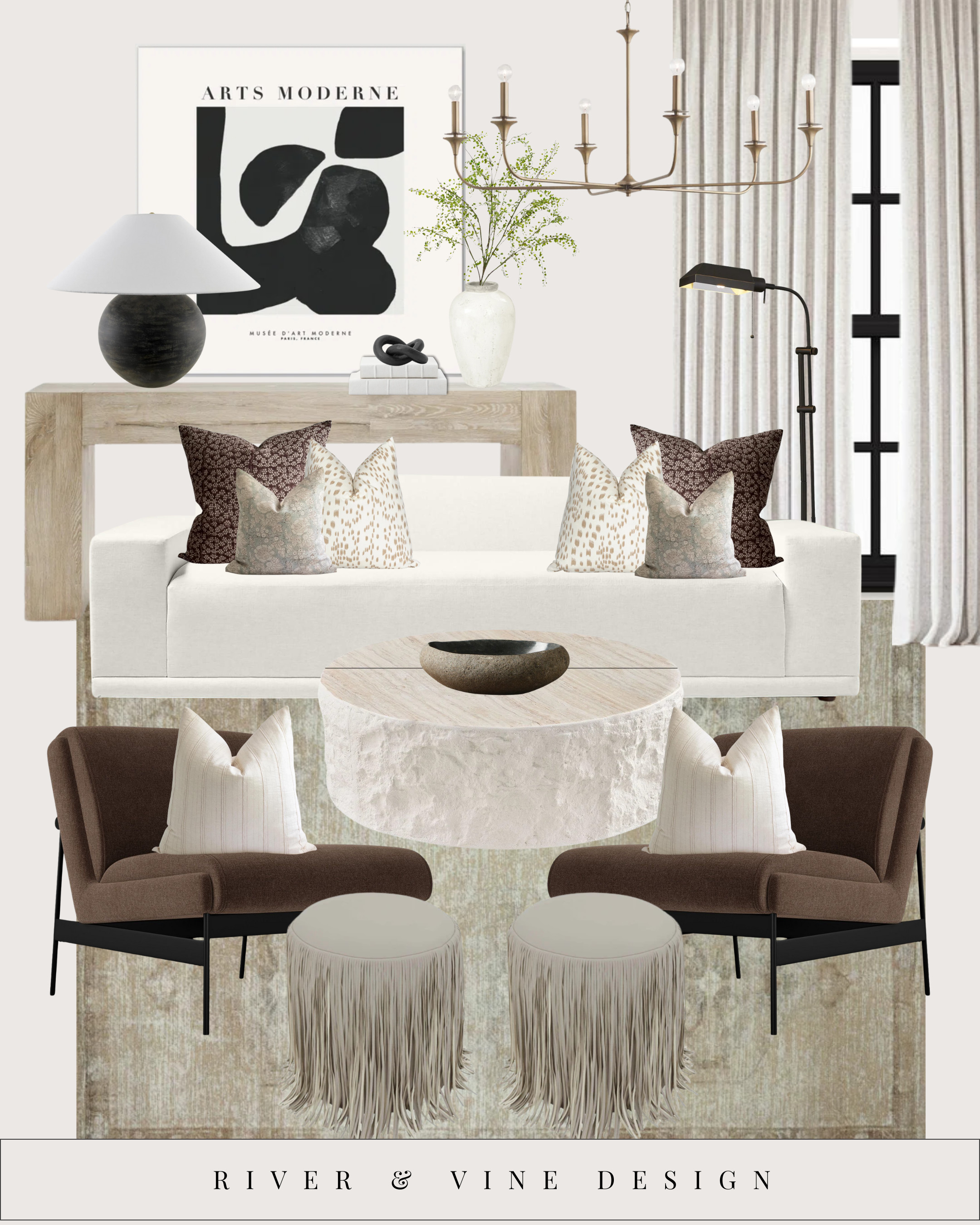 This is one of my favorite formulas for creating a designer living room without overcomplicating it 🤍

The key is contrast + repetition:
• A soft, tailored sofa paired with darker accent chairs to ground the space
• Warm wood and stone to add natural depth
• Sculptural lighting and organic shapes to keep it from feeling flat

If your room ever feels “nice but unfinished,” it’s usually missing one anchoring element (a statement coffee table, bold lighting, or contrast seating). Once that’s in place, everything else clicks into balance.

I linked every piece here so you can recreate the look or mix it into your own space — start with one item and build slowly. Intentional layering always wins ✨

I linked every item here so you can shop the exact pieces or use them as inspiration for smarter upgrades.

👉 Tap to shop the look
👉 Save this for future living room updates
👉 Start with one piece and build from there 

 #LTKHome