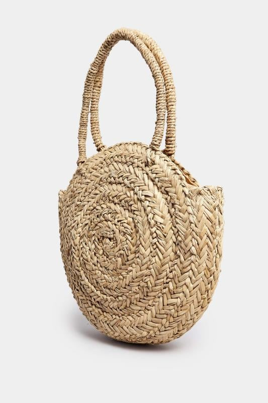 Natural Brown Round Straw Shoulder Bag | Yours Clothing UK