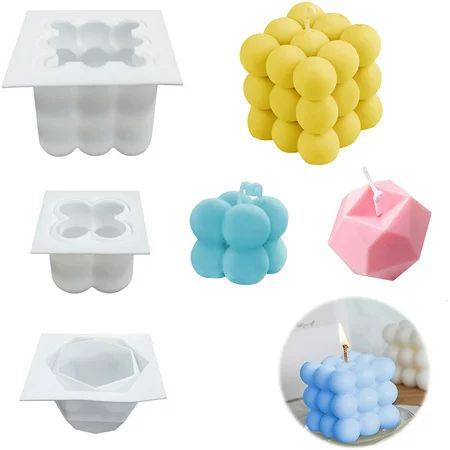 3 Pack Silicone Candle molds MaehSab 3D Bubble Cube Wax Candle Making Mold Candle Mould for Candle H | Walmart (US)