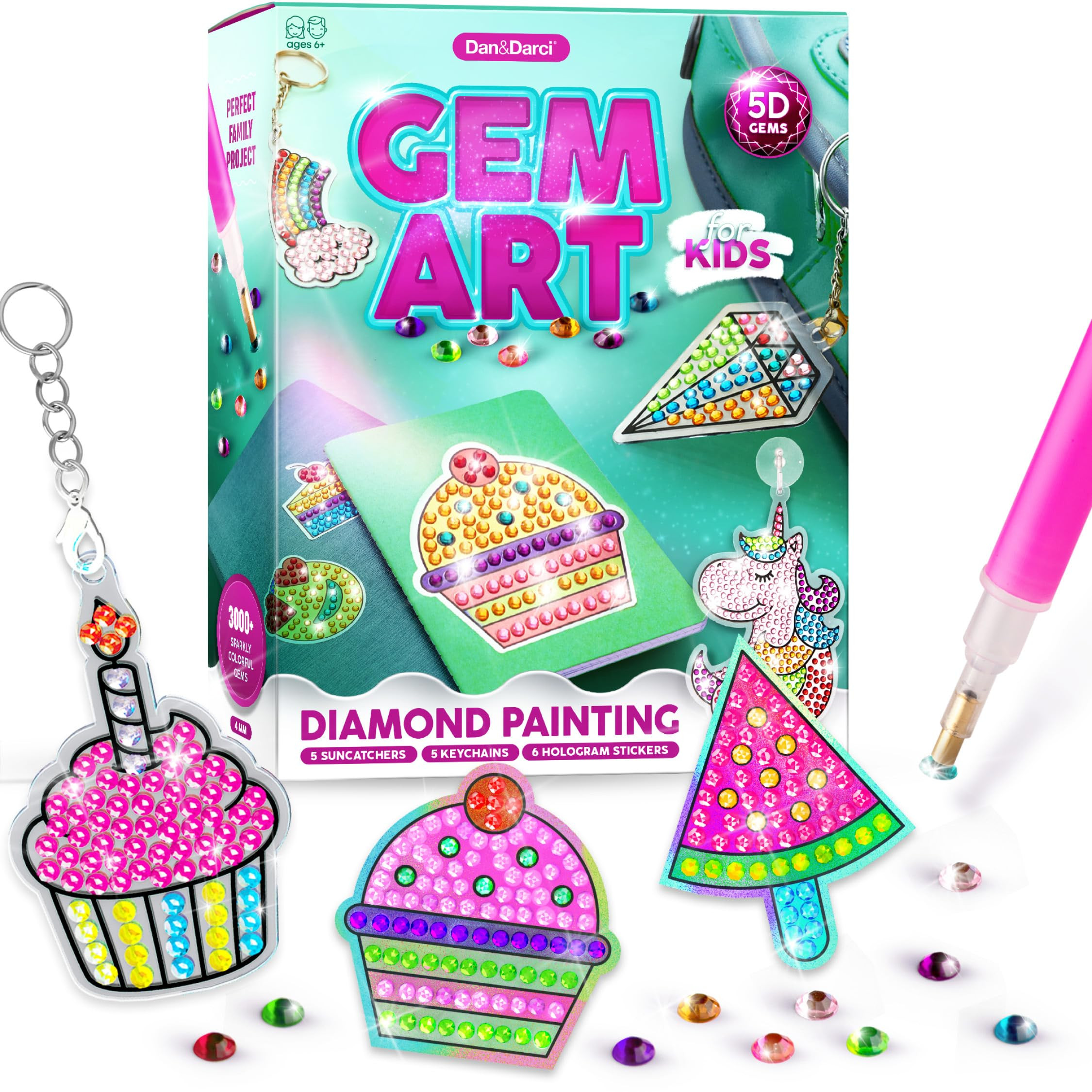 Dan&Darci Diamond Art Kit for Kids - Gem Painting Arts & Crafts Kits for Ages 6-12- Christmas Gif... | Amazon (US)