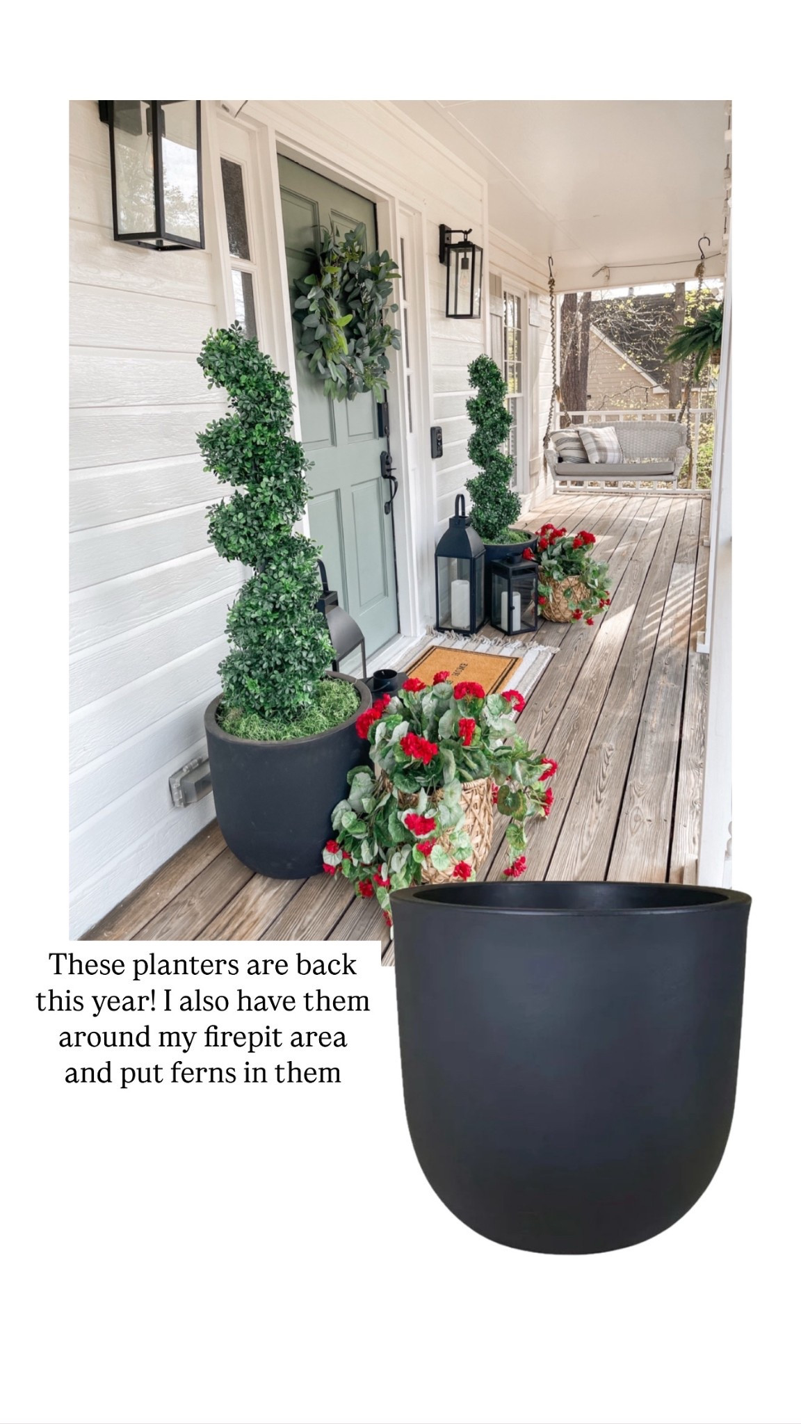 My matte black planters are back this year!!! I have these on my front porch and around my firepit area (I out ferns in those)

#LTKFindsUnder50 #LTKHome #LTKSeasonal