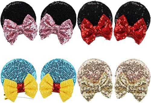 8PCS Sequin Mouse Ears Hair Clips Glitter Hair Bows Cute Mice Ears Hair Clips Barrettes for Women... | Amazon (US)