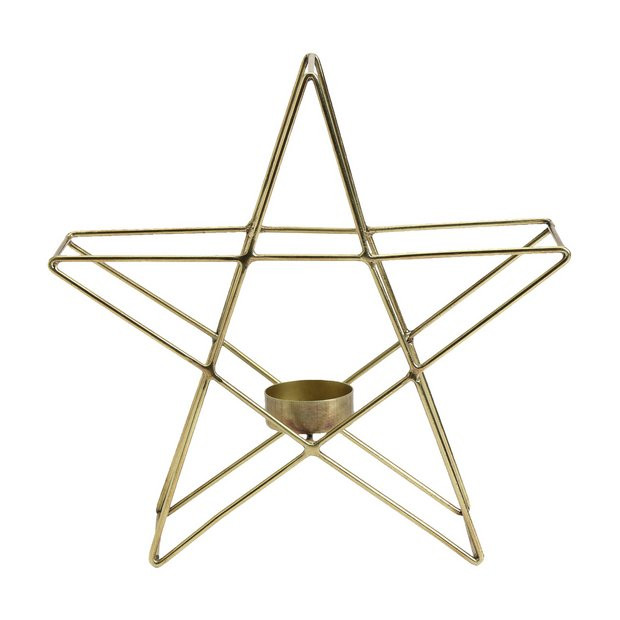 Argos Home Large Star Wire Tealight Holder - Gold220/4615 | argos.co.uk