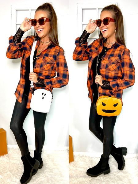 Cute fall & Halloween outfit idea 

25% off lace sleeve top & pumpkin bag ➡️ LINZ25 #evalesspartner

10% off sunglasses [works on ALL Sojos glasses on Amazon] ➡️ SJLINZ30A 

Flannel shirt, long sleeve tee, lace sleeve shirt, faux leather leggings, chelsea boots, Walmart fashion finds, Walmart must haves, fall shoes, fall boots, McDonalds happy meal bucket earrings, Halloween crossbody bag, Halloween earrings, Halloween jewelry, polarized sunglasses, amazon fashion finds, amazon must haves, Walmart must haves, fall outfits, Halloween costume 

#LTKSeasonal #LTKshoecrush #LTKstyletip