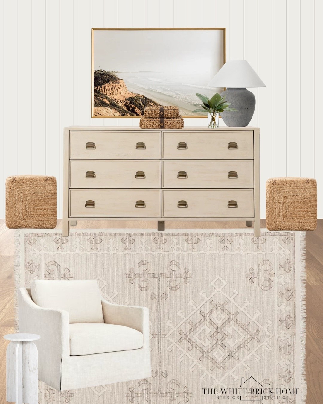 A coastal vibe from this rug / wall art combo! These ottomans add texture to this light and bright bedroom idea. 
black

Bedroom, dresser, area rug, accent chair, ottoman, wall art, table lamp, faux greenery, bedroom decor, bedroom ideas, accent table, coastal home, coastal decor, white oak dresser, home design, bedroom design, bedroom decor, McGee and co, target 


#LTKStyleTip #LTKHome #LTKSaleAlert